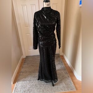 Adrienne Landau Onyx 
Women's Zebra Sequin Skirt and Top